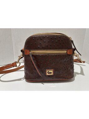 Dooney & Bourke Ostrich Embossed Dome Crossbody Bag - Brown Tmoro